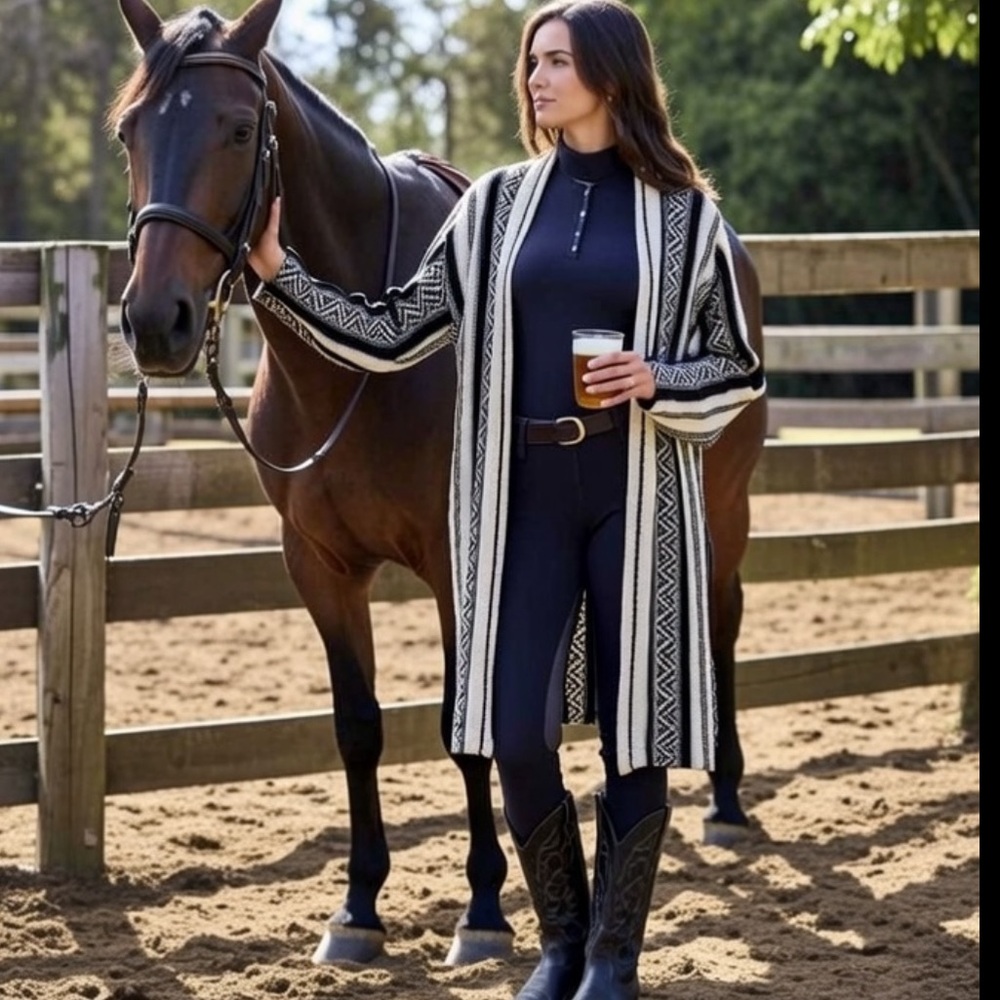 Chaps X Ralph Lauren cardigan sweater Yellowstone southwestern tribal pendleton - Picture 7 of 7
